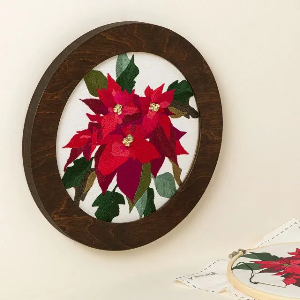 Beginners Poinsettia Embroidery By Numbers Kit 2