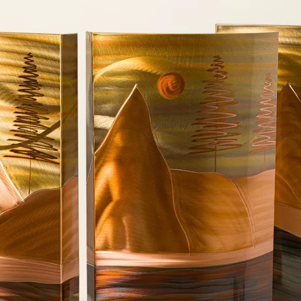 Mountain Lake Flame Painted Wall Art 2