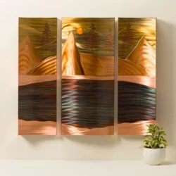 Mountain Lake Flame Painted Wall Art