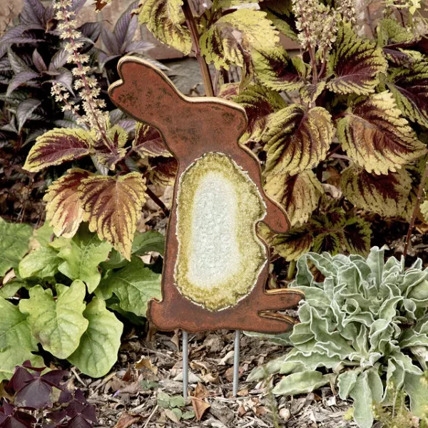 Rabbit Family Ceramic Glazed Garden Stakes 1