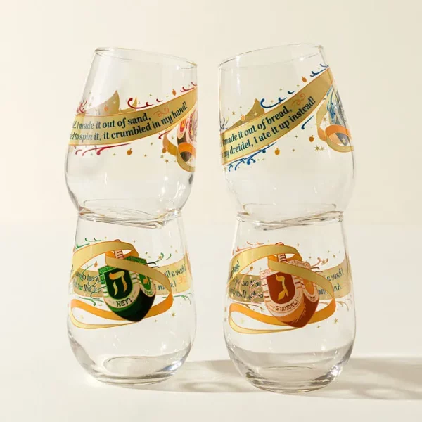 Sip & Spin Dreidel Glasses - Set Of 4 4