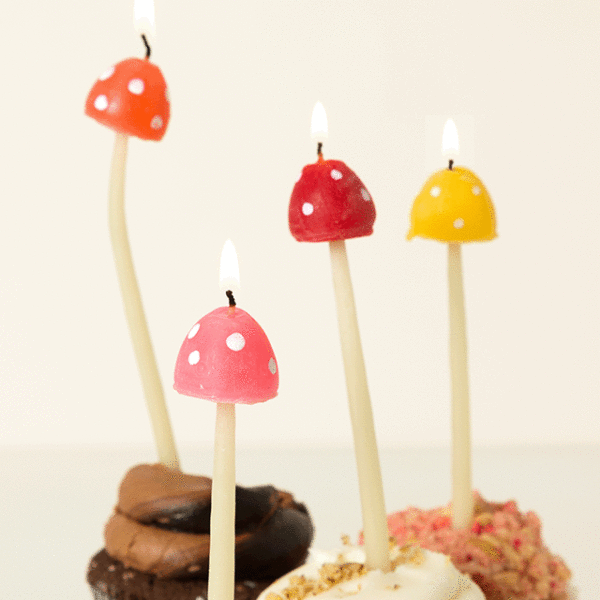 Beeswax Mushroom Birthday Candle Set 1