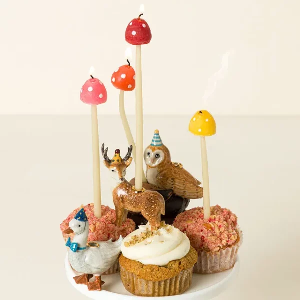 Beeswax Mushroom Birthday Candle Set 3