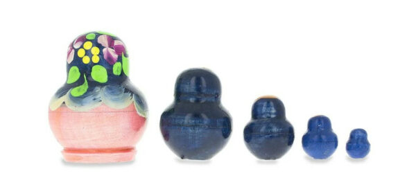 Blue Floral Mini Russian Nesting Dolls 1