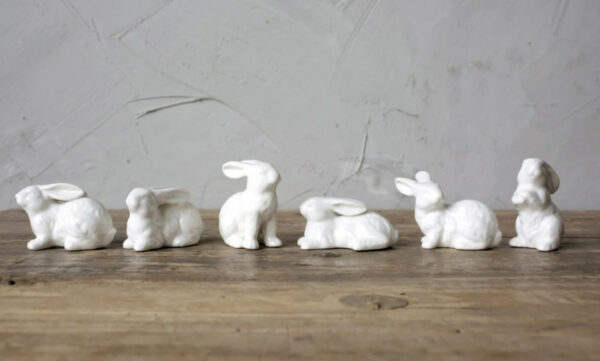 Boxed Ceramic Bunnies, Set Of 6 1