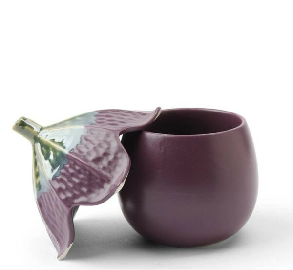 Ceramic Eggplant Container With Lid 2