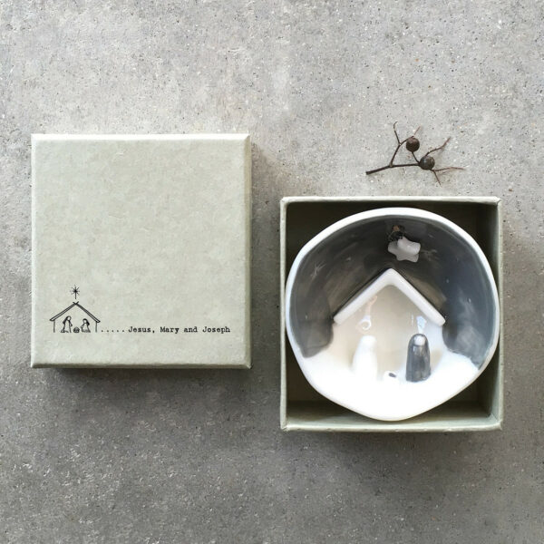 East Of India Nativity Half Circle Porcelain Ornament 1