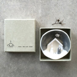 East Of India Nativity Half Circle Porcelain Ornament