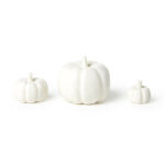 East Of India Porcelain White Pumpkins, Set Of 3 1