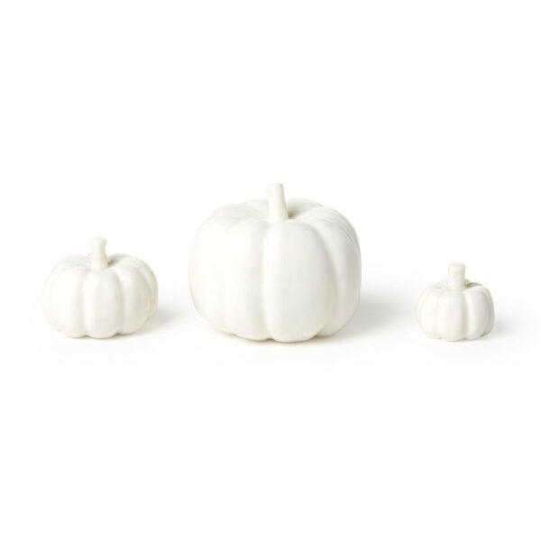 East Of India Porcelain White Pumpkins, Set Of 3 1