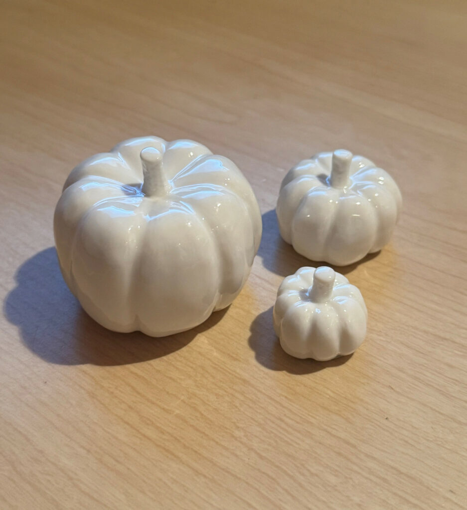 East Of India Porcelain White Pumpkins, Set Of 3