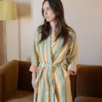 Gauzy Turkish Cotton Striped Robe 1