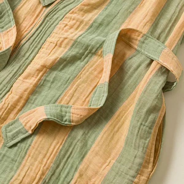 Gauzy Turkish Cotton Striped Robe 3