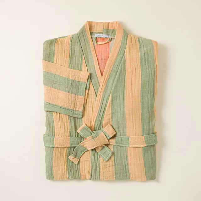 Gauzy Turkish Cotton Striped Robe