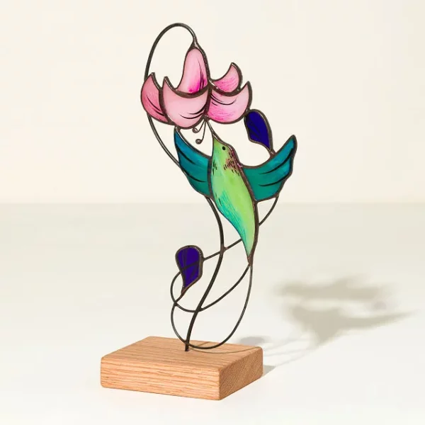 Joyful Hummingbird Stained Glass Sculpture 2