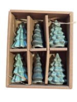 Mini Green Stoneware Trees, Boxed Set Of 6 1