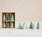 Mini Green Stoneware Trees, Boxed Set Of 6