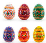 Mini Linden Wood Ukrainian Easter Eggs, Set Of 6