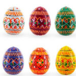 Mini Linden Wood Ukrainian Easter Eggs, Set Of 6