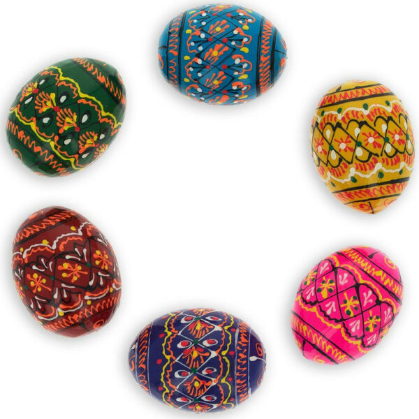 Mini Linden Wood Ukrainian Easter Eggs, Set Of 6 2