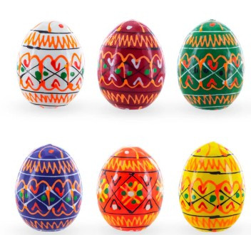 Mini Linden Wood Ukrainian Easter Eggs, Set Of 6