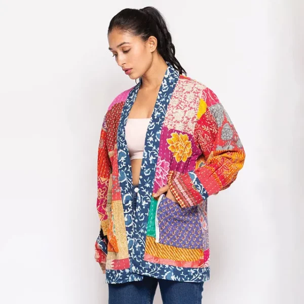 Reversible Cotton Sari Kantha Jacket 1