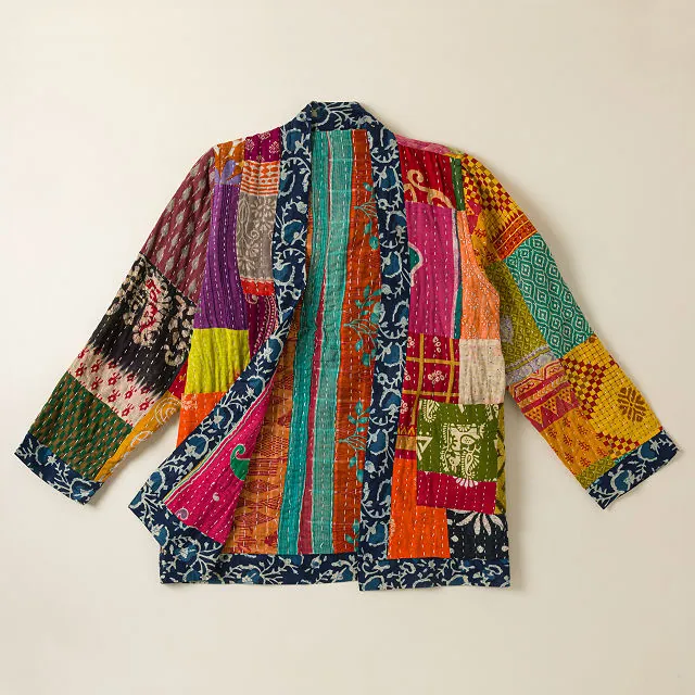 Reversible Cotton Sari Kantha Jacket Reversible Cotton Sari Kantha Jacket