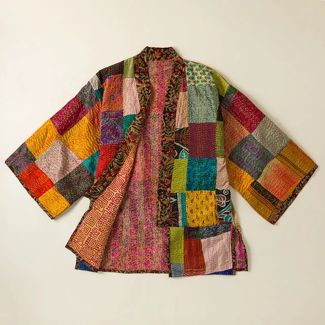 Reversible Silk Sari Kantha Jacket