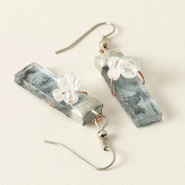 Shimmering Silver Stained Glass Earrings 1