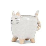 Small White Cat With Tail Planter