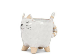 Small White Cat With Tail Planter