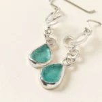 Sterling Silver Sea Glass Leaf Earrings 1