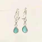 Sterling Silver Sea Glass Leaf Earrings