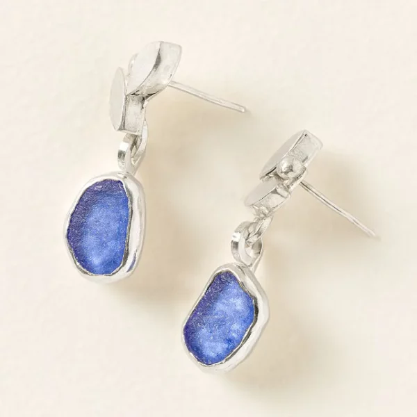 Sterling Silver Sea Glass Petal Earrings 1