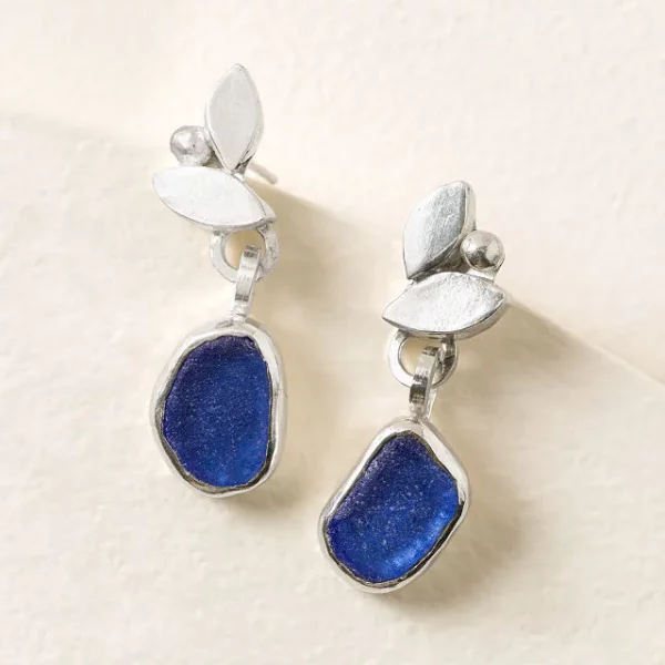 Sterling Silver Sea Glass Petal Earrings 2