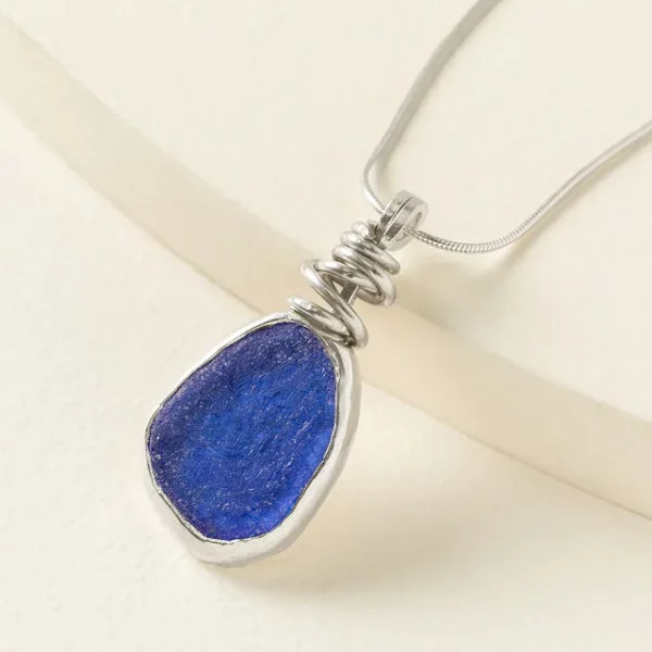 Sterling Silver Sea Glass Spiral Necklace 1