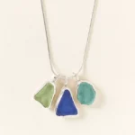 Sterling Silver Sea Glass Trio Necklace 1