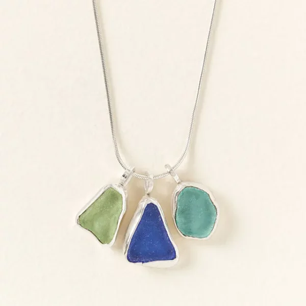 Sterling Silver Sea Glass Trio Necklace 1