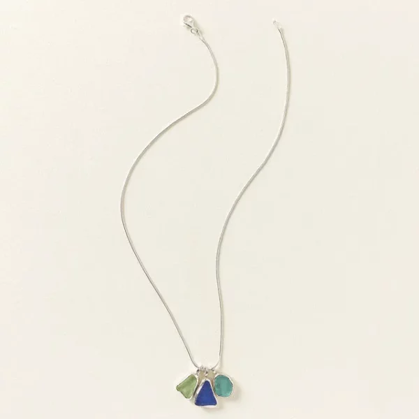 Sterling Silver Sea Glass Trio Necklace 2