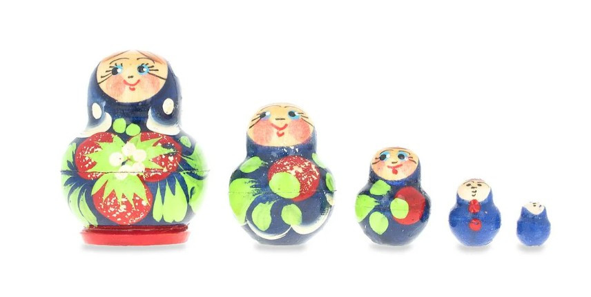 Strawberry Blue Mini Russian Nesting Dolls