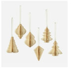 White Accordion Paper Ornaments, Set Of 6