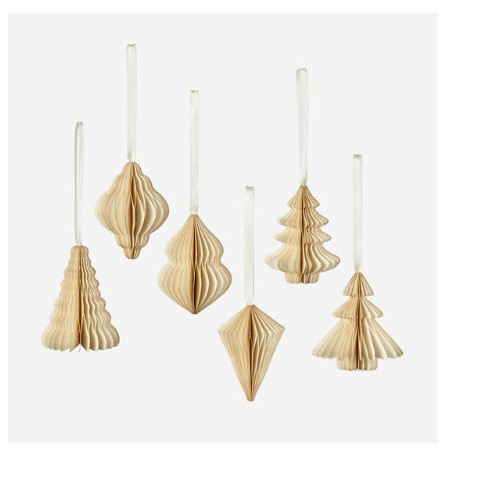 White Accordion Paper Ornaments, Set Of 6