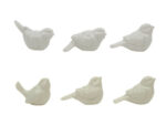 White Ceramic Birds, Set Of 6