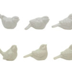 White Ceramic Birds, Set Of 6
