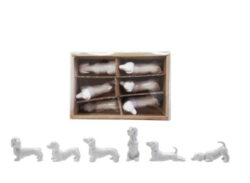 White Stoneware Dachshunds, Boxed Set Of 6