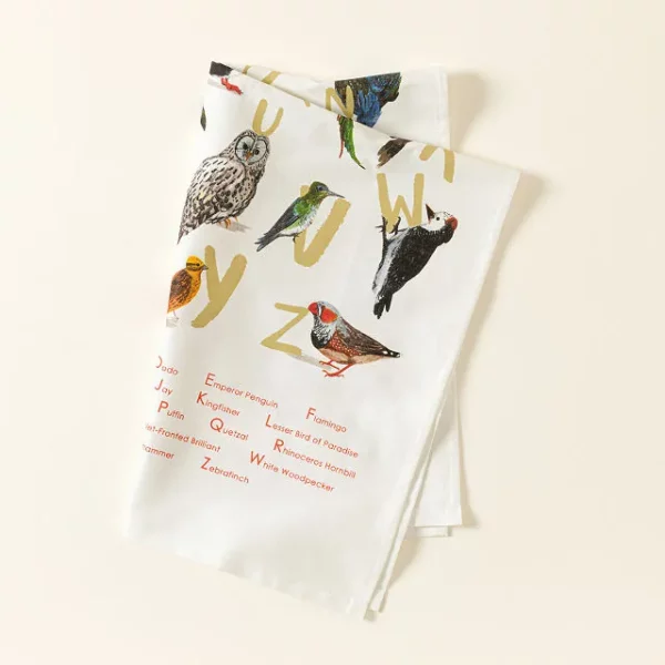 Alphabet In Birds Tea Towel 2