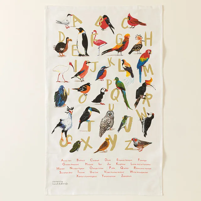 Alphabet In Birds Tea Towel