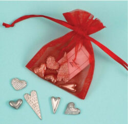 Bag Of Heart Pewter Pocket Charms, Set Of 5