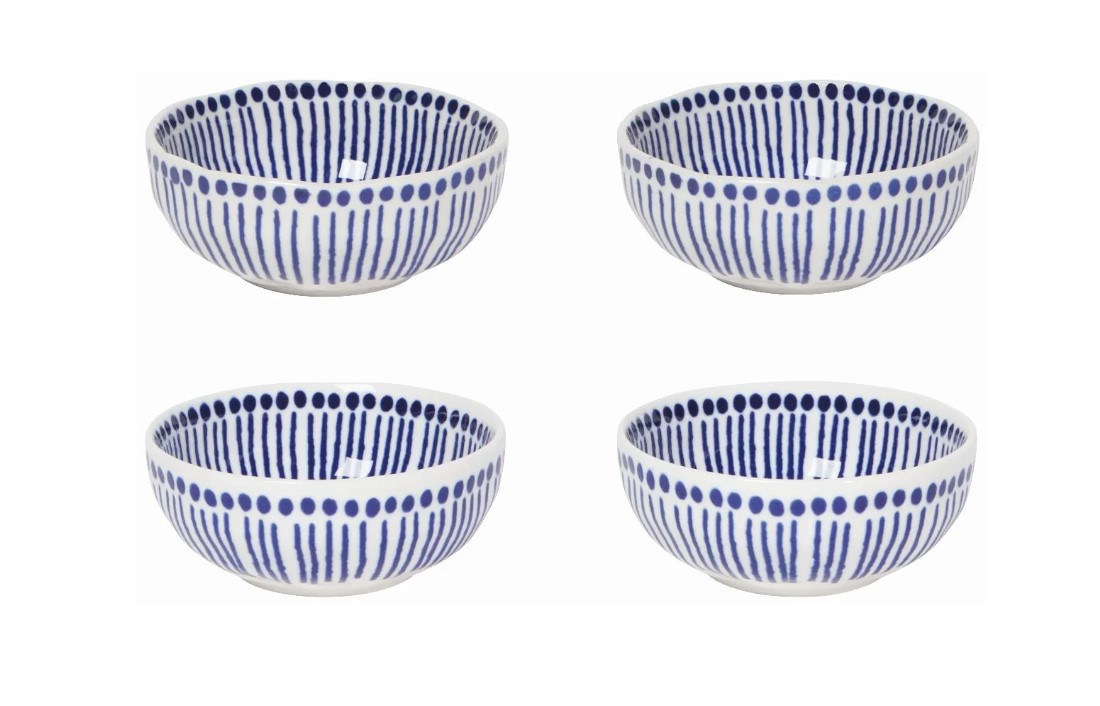 Blue Sprout Pinch Bowls, Set Of 4 Blue Sprout Pinch Bowls, Set Of 4
