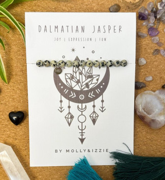 Crystal Bead Bracelet - Dalmatian Jasper